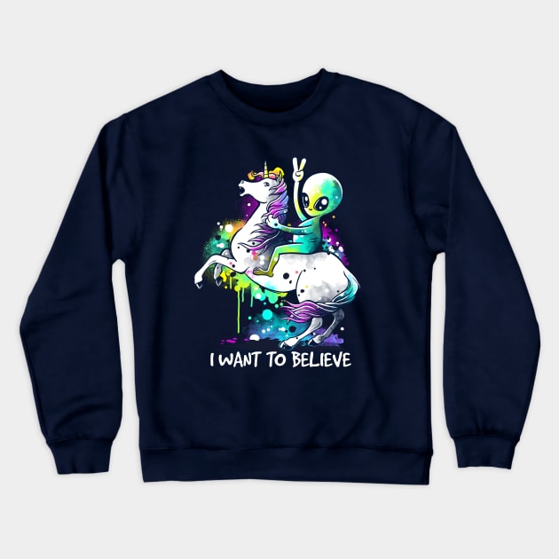 I want to believe watercolor Crewneck Sweatshirt by NemiMakeit